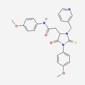 molecular formula C25H24N4O4S B11093980 N-(4-methoxyphenyl)-2-[1-(4-methoxyphenyl)-5-oxo-3-(pyridin-3-ylmethyl)-2-thioxoimidazolidin-4-yl]acetamide 