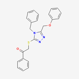 molecular formula C24H21N3O2S B11093986 2-((4-Benzyl-5-(phenoxymethyl)-4H-1,2,4-triazol-3-yl)thio)-1-phenylethanone CAS No. 538337-94-9