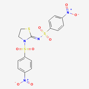 molecular formula C15H12N4O8S3 B11094002 4-nitro-N-{(2Z)-3-[(4-nitrophenyl)sulfonyl]-1,3-thiazolidin-2-ylidene}benzenesulfonamide 