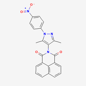 molecular formula C23H16N4O4 B11094028 2-[3,5-dimethyl-1-(4-nitrophenyl)-1H-pyrazol-4-yl]-1H-benzo[de]isoquinoline-1,3(2H)-dione 