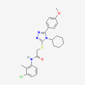 molecular formula C24H27ClN4O2S B11094041 N-(3-chloro-2-methylphenyl)-2-{[4-cyclohexyl-5-(4-methoxyphenyl)-4H-1,2,4-triazol-3-yl]sulfanyl}acetamide 