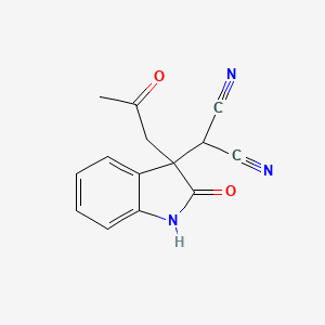 [2-oxo-3-(2-oxopropyl)-2,3-dihydro-1H-indol-3-yl]propanedinitrile