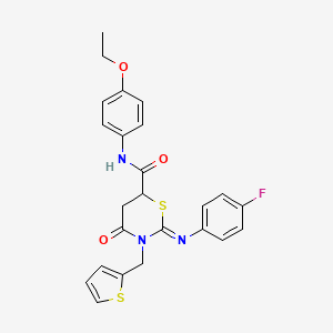 molecular formula C24H22FN3O3S2 B11094130 (2Z)-N-(4-ethoxyphenyl)-2-[(4-fluorophenyl)imino]-4-oxo-3-(thiophen-2-ylmethyl)-1,3-thiazinane-6-carboxamide 