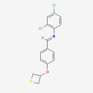 molecular formula C16H13Cl2NOS B11094152 2,4-dichloro-N-{(E)-[4-(thietan-3-yloxy)phenyl]methylidene}aniline 