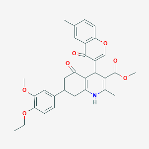 molecular formula C31H31NO7 B11094155 methyl 7-(4-ethoxy-3-methoxyphenyl)-2-methyl-4-(6-methyl-4-oxo-4H-chromen-3-yl)-5-oxo-1,4,5,6,7,8-hexahydroquinoline-3-carboxylate 