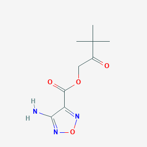 molecular formula C9H13N3O4 B11094189 3,3-Dimethyl-2-oxobutyl 4-amino-1,2,5-oxadiazole-3-carboxylate 