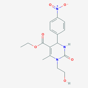 molecular formula C16H19N3O6 B11094225 1-(2-Hydroxy-ethyl)-6-methyl-4-(4-nitro-phenyl)-2-oxo-1,2,3,4-tetrahydro-pyrimidine-5-carboxylic acid ethyl ester 