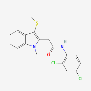 molecular formula C18H16Cl2N2OS B11094235 N-(2,4-dichlorophenyl)-2-[1-methyl-3-(methylsulfanyl)-1H-indol-2-yl]acetamide 