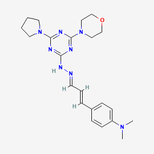 N,N-dimethyl-4-[(1E,3E)-3-{2-[4-(morpholin-4-yl)-6-(pyrrolidin-1-yl)-1,3,5-triazin-2-yl]hydrazinylidene}prop-1-en-1-yl]aniline