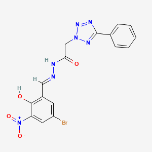 molecular formula C16H12BrN7O4 B11094297 N'-[(E)-(5-bromo-2-hydroxy-3-nitrophenyl)methylidene]-2-(5-phenyl-2H-tetrazol-2-yl)acetohydrazide 