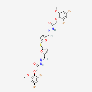 N',N''-{Sulfanediylbis[5,2-furandiyl(E)methylylidene]}bis[2-(2,4-dibromo-6-methoxyphenoxy)acetohydrazide]