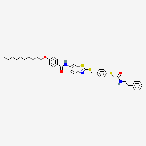 molecular formula C41H47N3O3S3 B11094304 4-(decyloxy)-N-(2-{[4-({2-oxo-2-[(2-phenylethyl)amino]ethyl}sulfanyl)benzyl]sulfanyl}-1,3-benzothiazol-6-yl)benzamide 