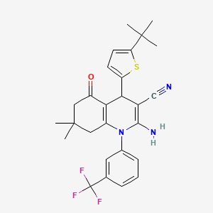 2-Amino-4-(5-tert-butylthiophen-2-yl)-7,7-dimethyl-5-oxo-1-[3-(trifluoromethyl)phenyl]-1,4,5,6,7,8-hexahydroquinoline-3-carbonitrile