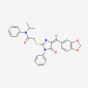 2-{[(4E)-4-(1,3-benzodioxol-5-ylmethylidene)-5-oxo-1-phenyl-4,5-dihydro-1H-imidazol-2-yl]sulfanyl}-N-phenyl-N-(propan-2-yl)acetamide