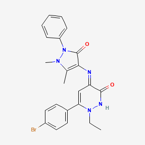 (4Z)-6-(4-bromophenyl)-4-[(1,5-dimethyl-3-oxo-2-phenyl-2,3-dihydro-1H-pyrazol-4-yl)imino]-1-ethyl-1,4-dihydropyridazin-3(2H)-one