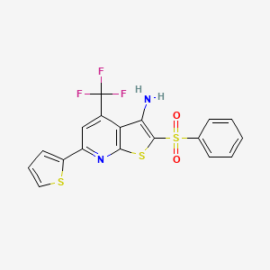 2-(Phenylsulfonyl)-6-(thiophen-2-yl)-4-(trifluoromethyl)thieno[2,3-b]pyridin-3-amine