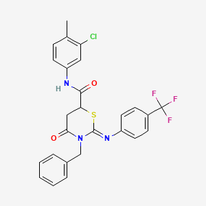 (2Z)-3-benzyl-N-(3-chloro-4-methylphenyl)-4-oxo-2-{[4-(trifluoromethyl)phenyl]imino}-1,3-thiazinane-6-carboxamide