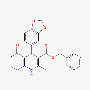 molecular formula C25H23NO5 B11094533 Benzyl 4-(1,3-benzodioxol-5-yl)-2-methyl-5-oxo-1,4,5,6,7,8-hexahydroquinoline-3-carboxylate 