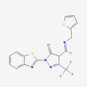 2-(1,3-benzothiazol-2-yl)-4-{(E)-[(thiophen-2-ylmethyl)imino]methyl}-5-(trifluoromethyl)-2,4-dihydro-3H-pyrazol-3-one