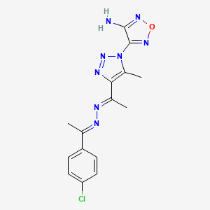 4-{4-[(1E)-1-{(2E)-[1-(4-chlorophenyl)ethylidene]hydrazinylidene}ethyl]-5-methyl-1H-1,2,3-triazol-1-yl}-1,2,5-oxadiazol-3-amine