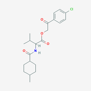 molecular formula C21H28ClNO4 B11094561 2-(4-chlorophenyl)-2-oxoethyl N-[(4-methylcyclohexyl)carbonyl]valinate 