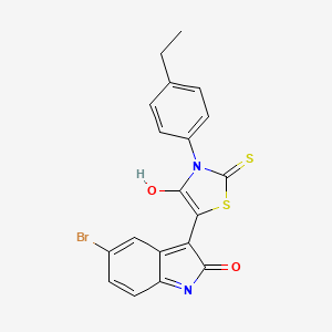 (3Z)-5-bromo-3-[3-(4-ethylphenyl)-4-oxo-2-thioxo-1,3-thiazolidin-5-ylidene]-1,3-dihydro-2H-indol-2-one