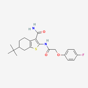 molecular formula C21H25FN2O3S B11094614 6-Tert-butyl-2-{[(4-fluorophenoxy)acetyl]amino}-4,5,6,7-tetrahydro-1-benzothiophene-3-carboxamide 