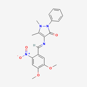 4-{[(E)-(4,5-dimethoxy-2-nitrophenyl)methylidene]amino}-1,5-dimethyl-2-phenyl-1,2-dihydro-3H-pyrazol-3-one