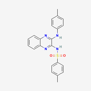 molecular formula C22H20N4O2S B11094621 4-methyl-N-{3-[(4-methylphenyl)amino]quinoxalin-2-yl}benzenesulfonamide 