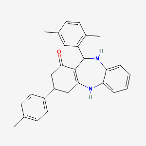 molecular formula C28H28N2O B11094634 11-(2,5-dimethylphenyl)-3-(4-methylphenyl)-2,3,4,5,10,11-hexahydro-1H-dibenzo[b,e][1,4]diazepin-1-one 