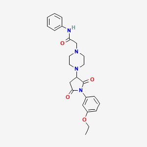 molecular formula C24H28N4O4 B11094638 2-{4-[1-(3-ethoxyphenyl)-2,5-dioxopyrrolidin-3-yl]piperazin-1-yl}-N-phenylacetamide 