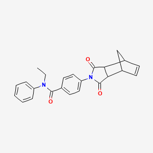 molecular formula C24H22N2O3 B11094640 4-(1,3-dioxo-1,3,3a,4,7,7a-hexahydro-2H-4,7-methanoisoindol-2-yl)-N-ethyl-N-phenylbenzamide 