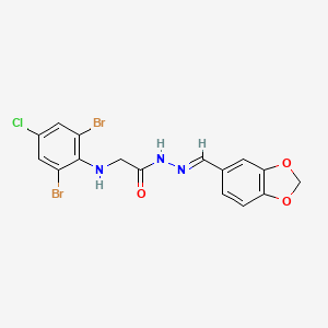 N'-[(E)-1,3-Benzodioxol-5-ylmethylene]-2-[(2,6-dibromo-4-chlorophenyl)amino]acetohydrazide