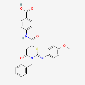 molecular formula C26H23N3O5S B11094687 4-[({(2Z)-3-benzyl-2-[(4-methoxyphenyl)imino]-4-oxo-1,3-thiazinan-6-yl}carbonyl)amino]benzoic acid 