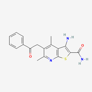 molecular formula C18H17N3O2S B11094727 3-Amino-4,6-dimethyl-5-(2-oxo-2-phenylethyl)thieno[2,3-b]pyridine-2-carboxamide 