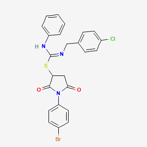 1-(4-bromophenyl)-2,5-dioxopyrrolidin-3-yl N-(4-chlorobenzyl)-N'-phenylcarbamimidothioate