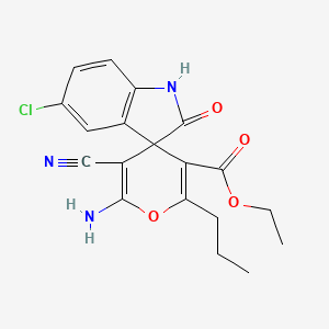 Ethyl 6'-amino-5-chloro-5'-cyano-2-oxo-2'-propyl-1,2-dihydrospiro[indole-3,4'-pyran]-3'-carboxylate