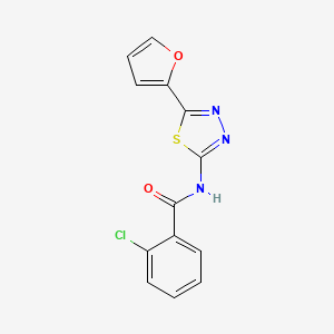 molecular formula C13H8ClN3O2S B11094764 2-chloro-N-[5-(furan-2-yl)-1,3,4-thiadiazol-2-yl]benzamide 