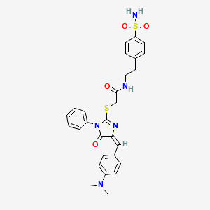 2-({(4E)-4-[4-(dimethylamino)benzylidene]-5-oxo-1-phenyl-4,5-dihydro-1H-imidazol-2-yl}sulfanyl)-N-[2-(4-sulfamoylphenyl)ethyl]acetamide