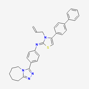 molecular formula C31H29N5S B11094820 N-[(2E)-3-Allyl-4-biphenyl-4-YL-1,3-thiazol-2(3H)-ylidene]-4-(6,7,8,9-tetrahydro-5H-[1,2,4]triazolo[4,3-A]azepin-3-YL)aniline 