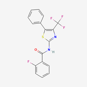 molecular formula C17H10F4N2OS B11094838 2-fluoro-N-[5-phenyl-4-(trifluoromethyl)-1,3-thiazol-2-yl]benzamide 