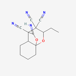 molecular formula C15H16N4O2 B11094894 2-ethyl-10-iminotetrahydro-8a,4-(epoxymethano)chromene-3,3,4(2H,4aH)-tricarbonitrile 