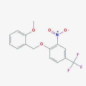 molecular formula C15H12F3NO4 B11094915 1-[(2-Methoxybenzyl)oxy]-2-nitro-4-(trifluoromethyl)benzene 