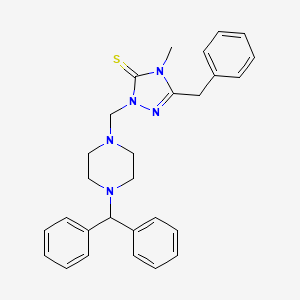 molecular formula C28H31N5S B11094931 5-benzyl-2-{[4-(diphenylmethyl)piperazin-1-yl]methyl}-4-methyl-2,4-dihydro-3H-1,2,4-triazole-3-thione 