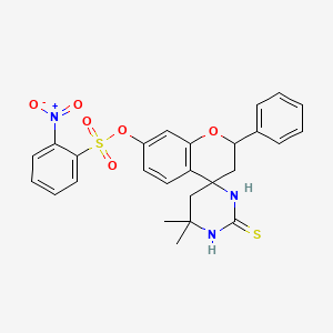 molecular formula C26H25N3O6S2 B11094962 6',6'-dimethyl-2-phenyl-2'-thioxo-2,2',3,3',5',6'-hexahydro-1'H-spiro[chromene-4,4'-pyrimidin]-7-yl 2-nitrobenzenesulfonate 