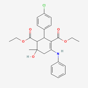 Diethyl 2-(4-chlorophenyl)-6-hydroxy-6-methyl-4-(phenylamino)cyclohex-3-ene-1,3-dicarboxylate