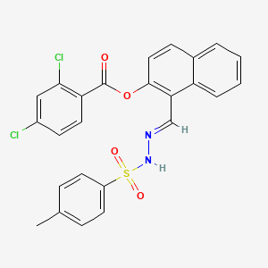 molecular formula C25H18Cl2N2O4S B11094976 1-[(E)-{2-[(4-methylphenyl)sulfonyl]hydrazinylidene}methyl]naphthalen-2-yl 2,4-dichlorobenzoate 