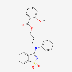 molecular formula C24H22N2O5S B11094979 3-[(1,1-Dioxido-1,2-benzothiazol-3-yl)(phenyl)amino]propyl 2-methoxybenzoate 