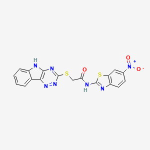 N-(6-nitro-1,3-benzothiazol-2-yl)-2-(5H-[1,2,4]triazino[5,6-b]indol-3-ylsulfanyl)acetamide