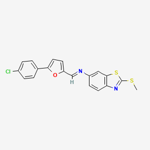 molecular formula C19H13ClN2OS2 B11095000 N-{(E)-[5-(4-chlorophenyl)furan-2-yl]methylidene}-2-(methylsulfanyl)-1,3-benzothiazol-6-amine 